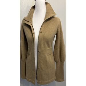 VTG 100% Cashmere Sweater XS Zip Up Jacket Military Saks Fifth Avenue 80s/90s